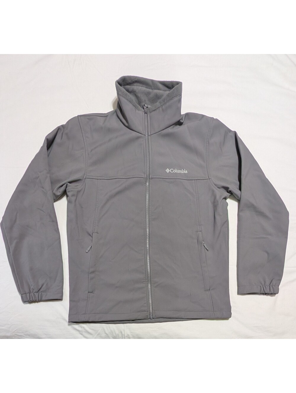 Columbia Mens Jacket Size M Gray Softshell Fleece Lined Full Zip Outdoor Coat